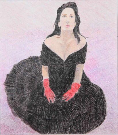 Copia di una fotografia che identifica una performance di Marina Abramovic - a Paint Artowrk by Adfi